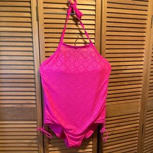 SO Popsicle Pink Overnight Halter Top Swimsuit